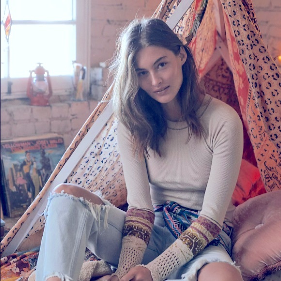 Free People Tops - 2 Tops -Free People In the mix cuff top- One in Linen Combo & One in Black